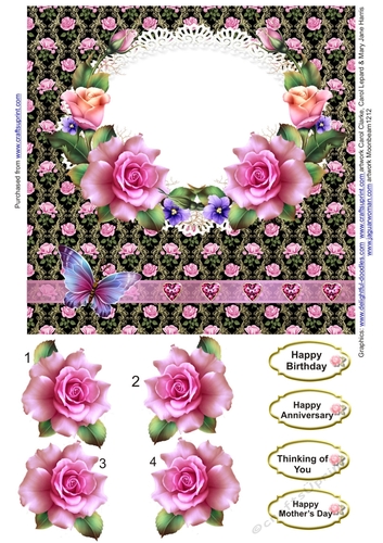 Pink Roses on Lace