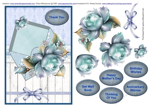 Envelope of flowers blue