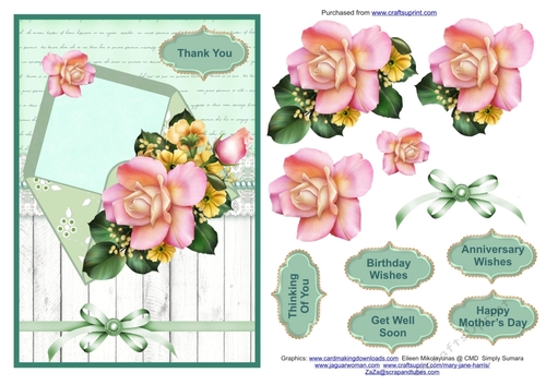 Envelope of flowers green