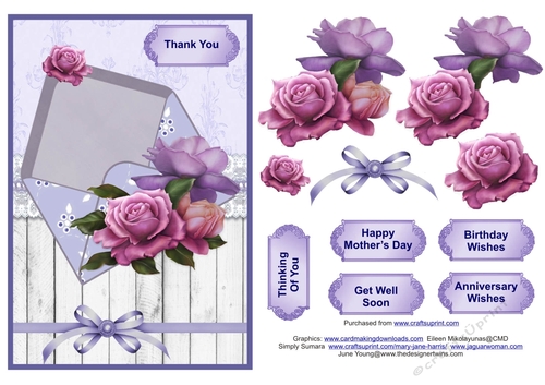 Envelope of flowers lavender