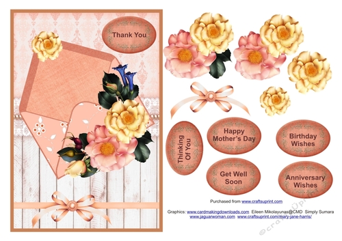 Envelope of flowers peach