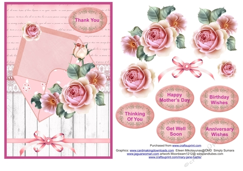 Envelope of flowers pink