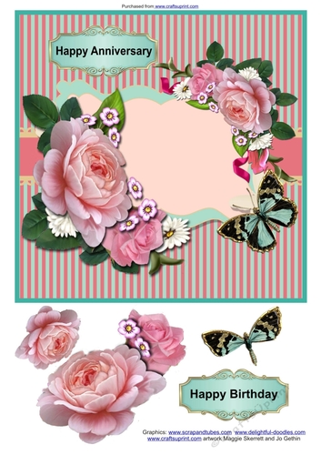Pink Roses & butterfly