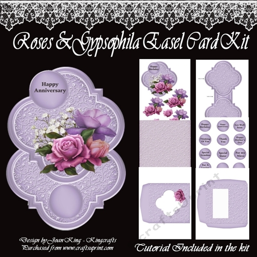 Roses & Gypsophilia easel card kit