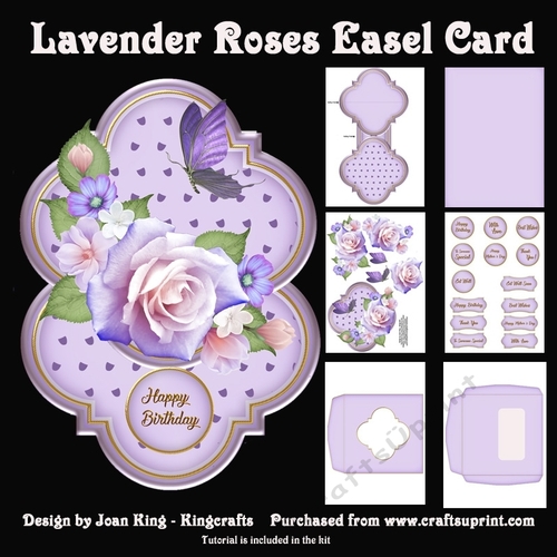 Lavender roses easel card kit