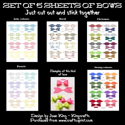 Set of 5 sheets of bows