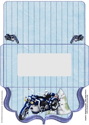 Blue motorbike money voucher wallet