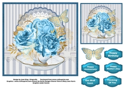 Cup of blue roses