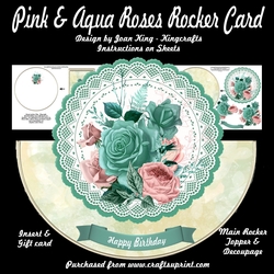 Pink & Aqua Roses Rocker Card
