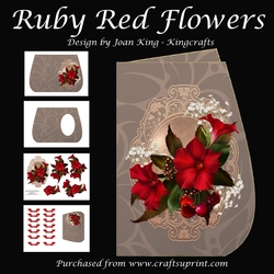 Ruby Red Flowers Shaped Card kit