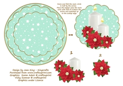 Christmas candles & poinsetia rocker card