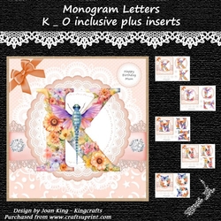 Monogram letters with decoupage K - O inclusive plus inserts