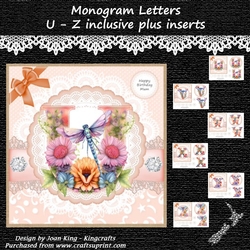 Monogram letters with decoupage U - Z inclusive plus inserts