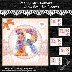 Monogram letters with decoupage P - T inclusive plus inserts