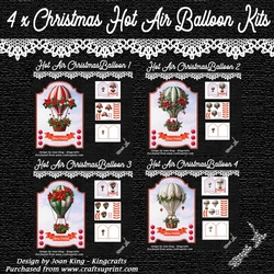 Set of 4 Christmas Hot Air Balloons