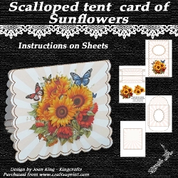 Scalloped tent card of sunflowers