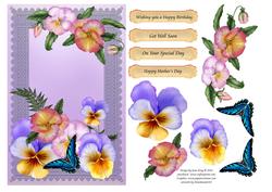 Floral Pansies on a Lace Background