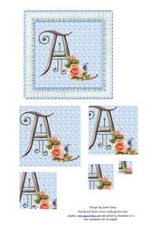 Floral Rose Monogram Letter A