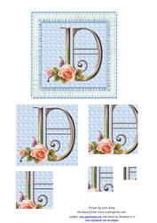 Floral Rose Monogram Letter D