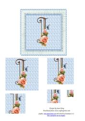 Floral Rose Monogram Letter I