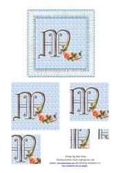 Floral Rose Monogram Letter m