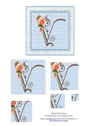 Floral Rose Monogram Letter V