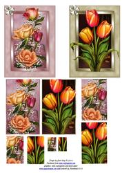 2 Floral Card Fronts with Pyramage