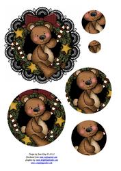 Christmas Teddy on Black Lace Background