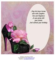 Pink Roses in Shoe 8 Inch Insert with Verse