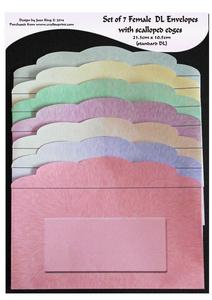 Set of 7 Female DL Scalloped Edge Envelopes
