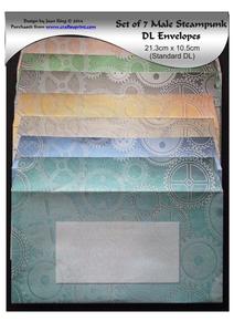 Set of 7 Male Dl Steampunk Envelopes