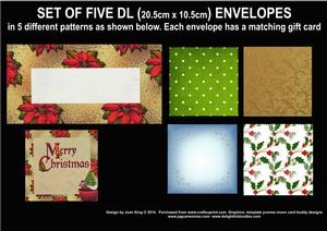 Set of Five DL Christmas Envelopes
