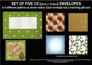 Set of Five C5 Christmas Envelopes