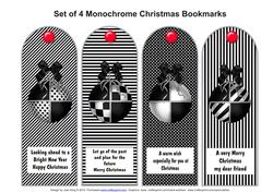 Set of 4 Monochrome Christmas Bookmarks