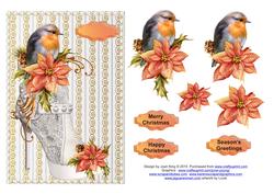 Bird and Christmas Poinsettia
