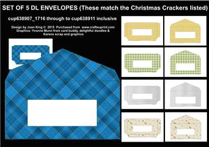 Set of 5 Christmas Envelopes Dl to Match My Crackers