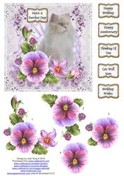 Cat in the Pansies