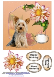 Dog in the Dahlias