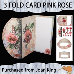 3 Fold Card Pink Rose