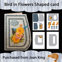 Bird in flowers shaped card