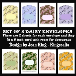 8 Daisy envelopes for 6 inch cards