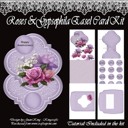 Roses & Gypsophilia easel card kit
