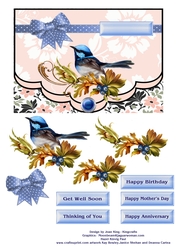 Bird in the flowers envelope card