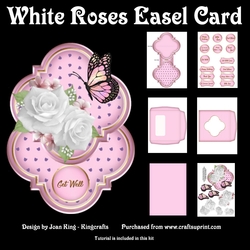 White roses easel card kit