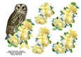 Owl and yellow roses