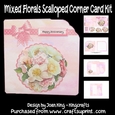 Mixed florals corner scalloped card kit