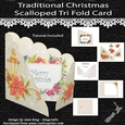 Traditional Christmas scalloped tri fold card