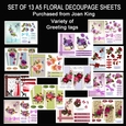 Bumper kit of 13 A5 floral decoupage sheets