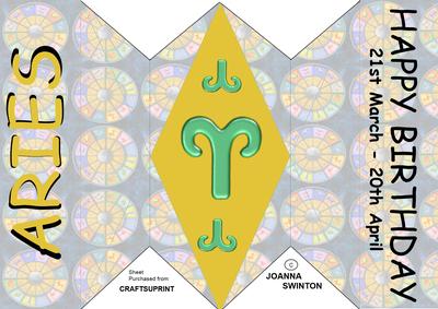 Diamond Fold Zodiac Card - Aries
