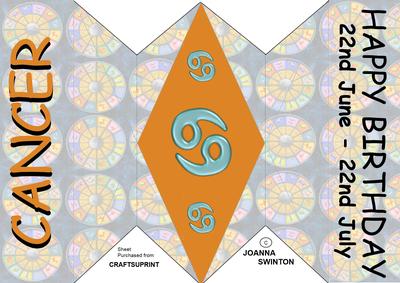 Diamond Fold Zodiac Card - Cancer